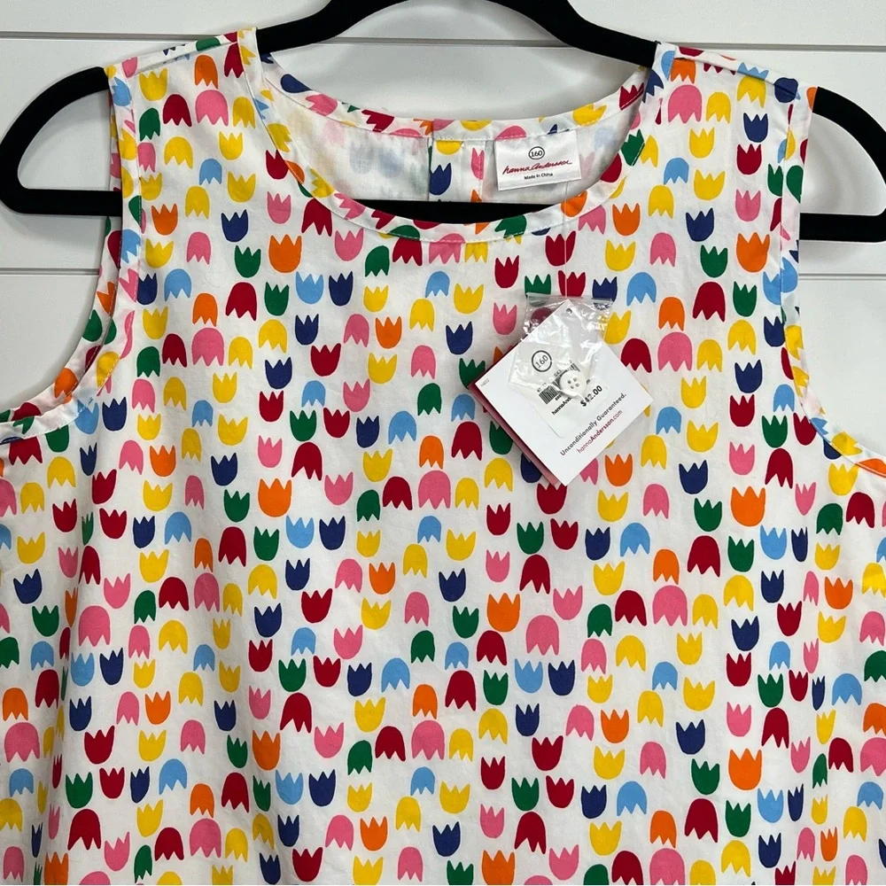 Hanna Andersson Girls Colorful Tulip Popover Sleeveless Top. Size‎ 14-16. NWT.